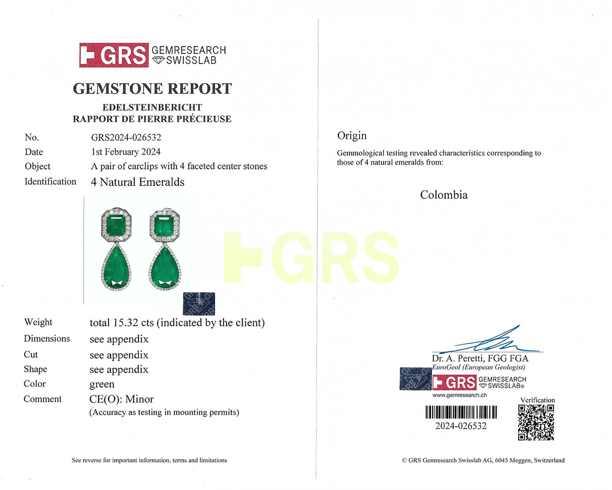 Spectra Fine Jewelry Emerald Diamond Halo Drop Earrings - view 5