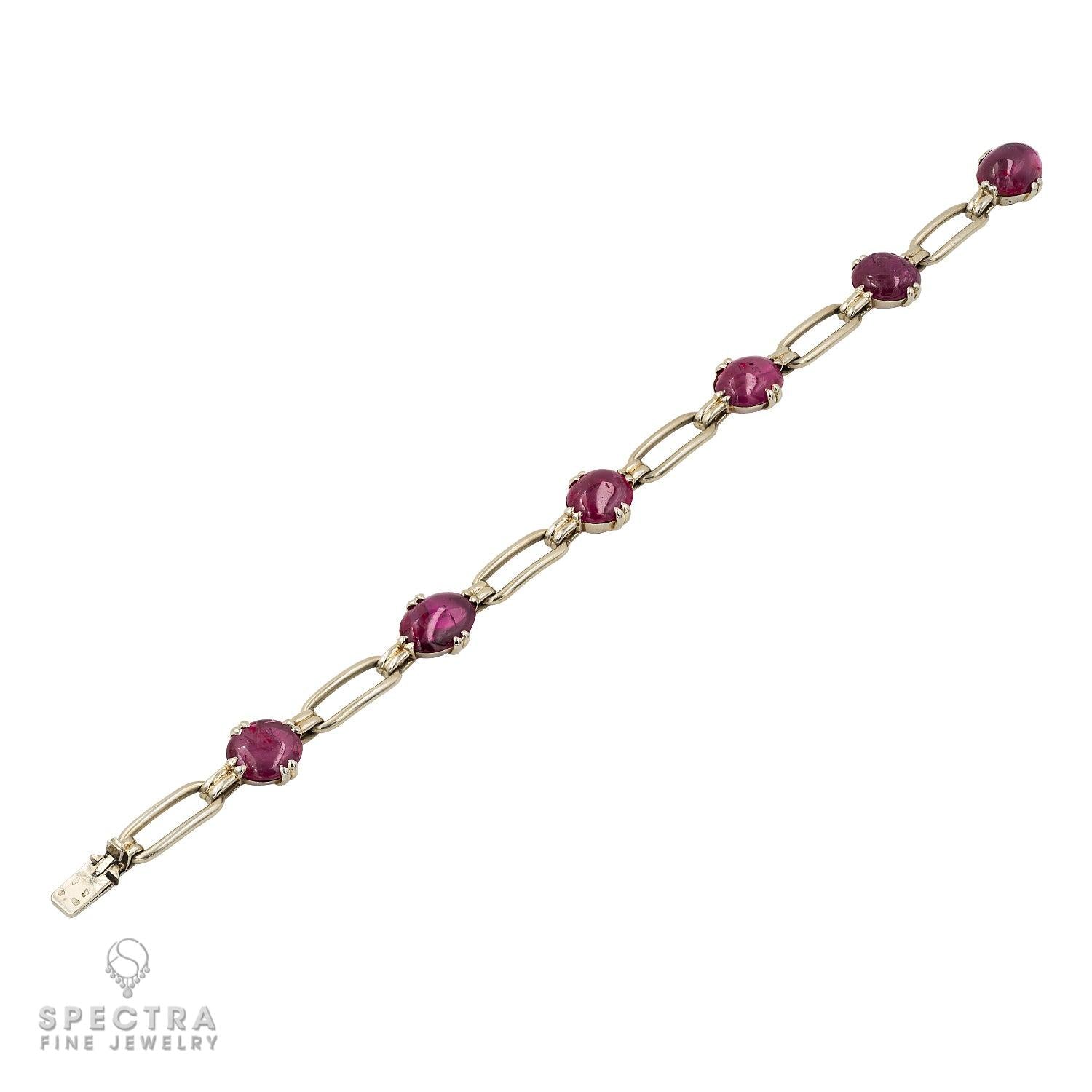 Georges L’­Enfant Mid‑Century Burmese Ruby Bracelet in 18K Gold – Signed Estate