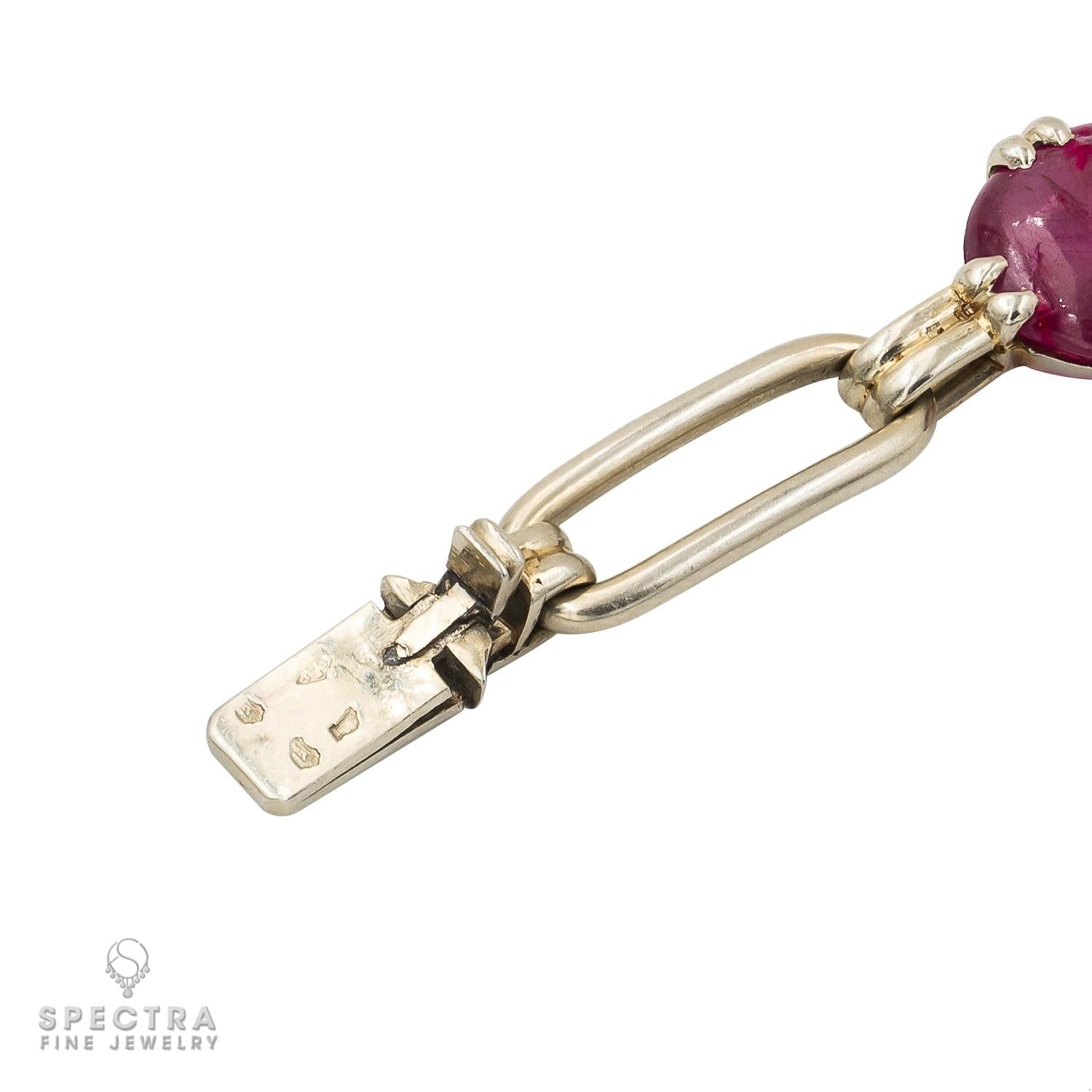 Georges L’­Enfant Mid‑Century Burmese Ruby Bracelet in 18K Gold – Signed Estate