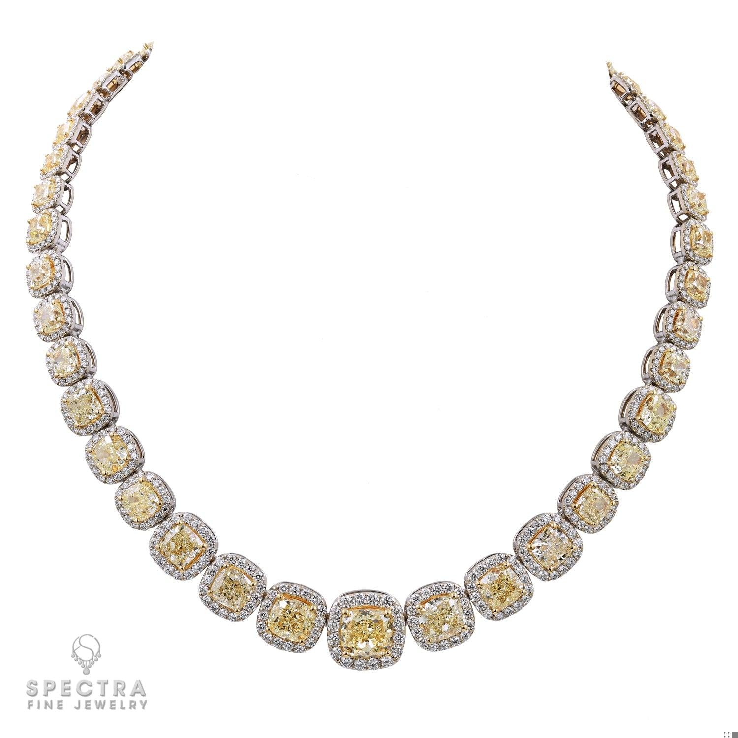 59.66cts Total Yellow & White Diamond Riviera Necklace