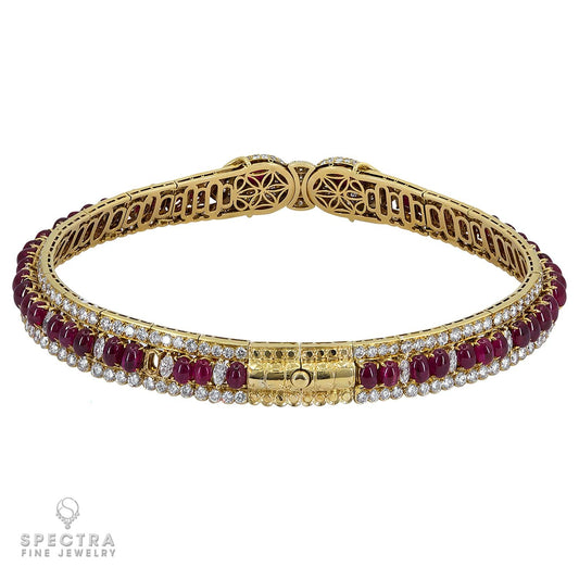 Graff 18K Yellow Gold Diamond and Rubies Suite Necklace