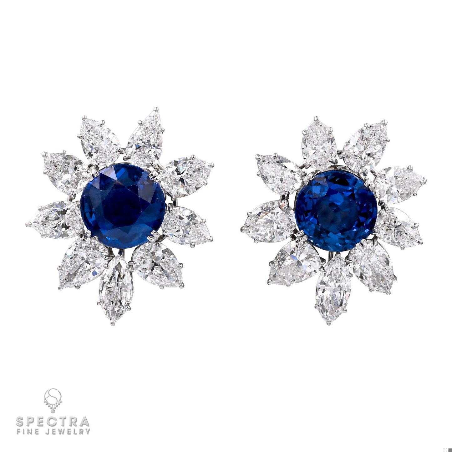 Harry Winston Jacques Timey Vintage Sapphire Diamond Cluster Stud Earrings