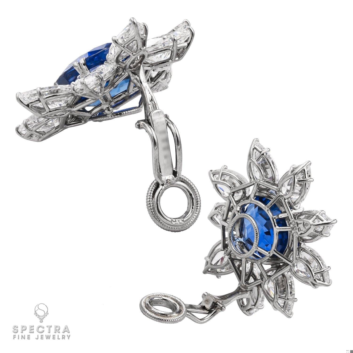 Harry Winston Jacques Timey Vintage Sapphire Diamond Cluster Stud Earrings