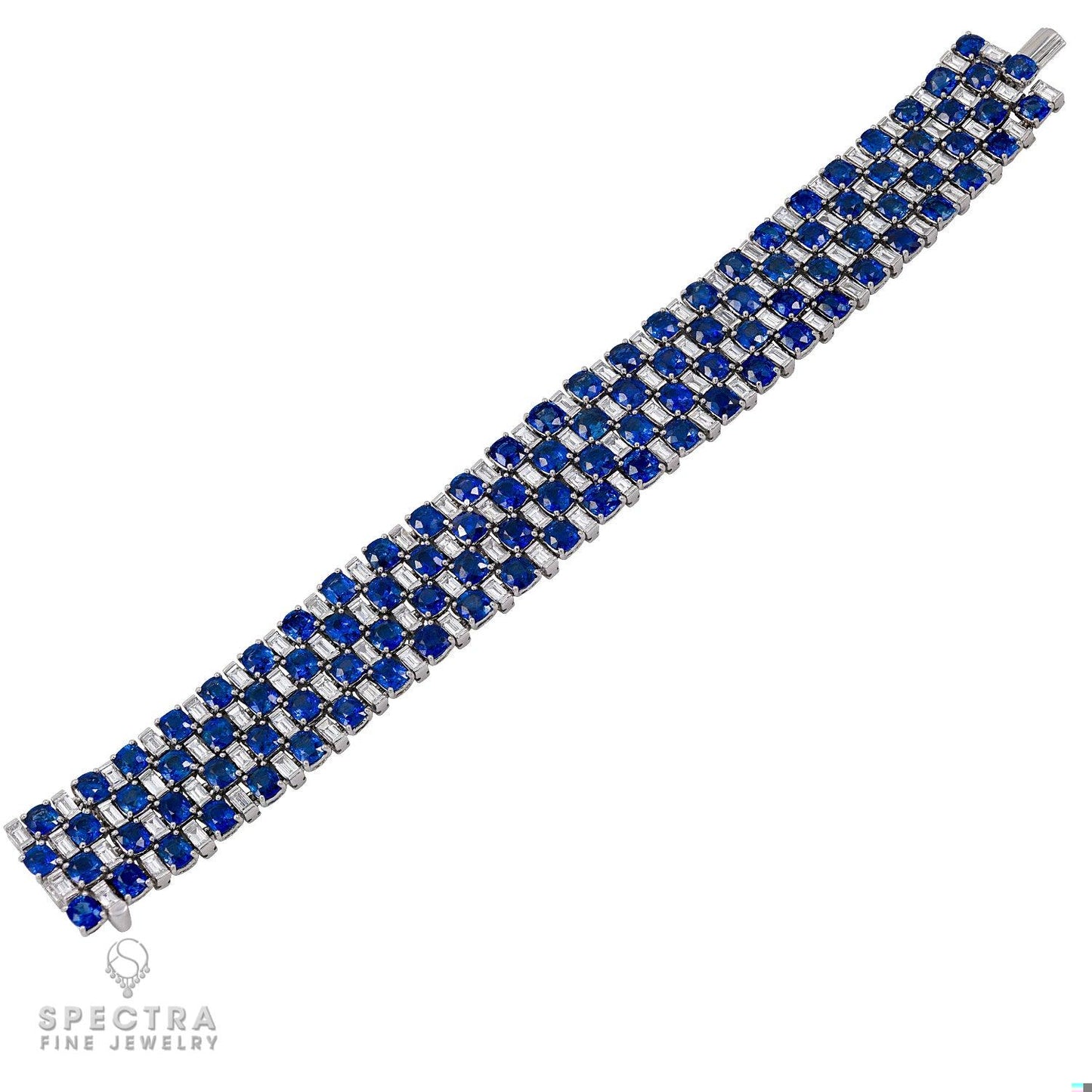 Harry Winston Vintage Sapphire & Diamond Mixed-Cut Bracelet in Platinum – Signed