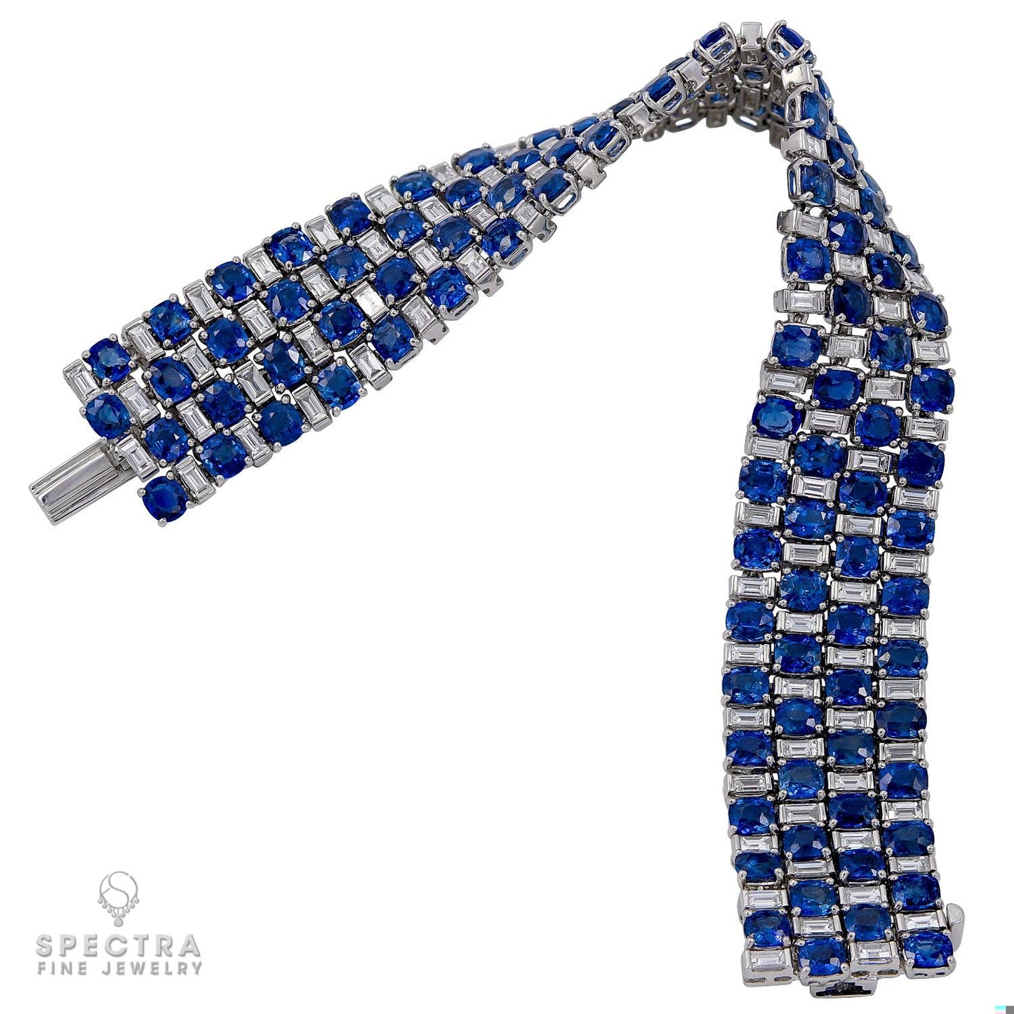Harry Winston Vintage Sapphire & Diamond Mixed-Cut Bracelet in Platinum – Signed