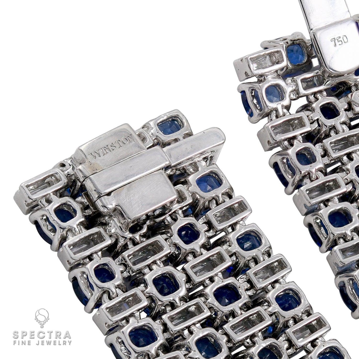 Harry Winston Vintage Sapphire & Diamond Mixed-Cut Bracelet in Platinum – Signed