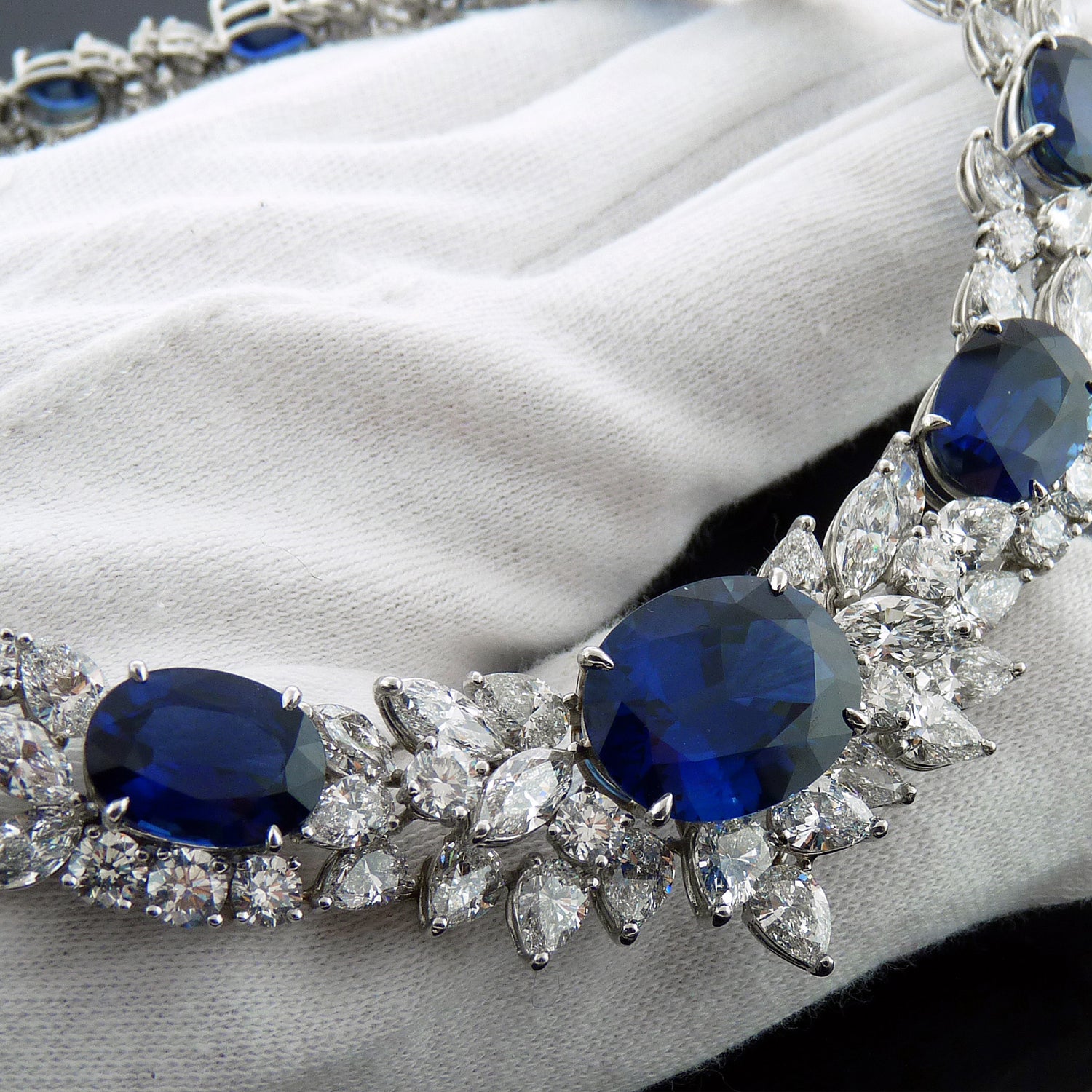 Spectra Fine Jewelry Sapphire and Diamond Choker Necklace - view 3