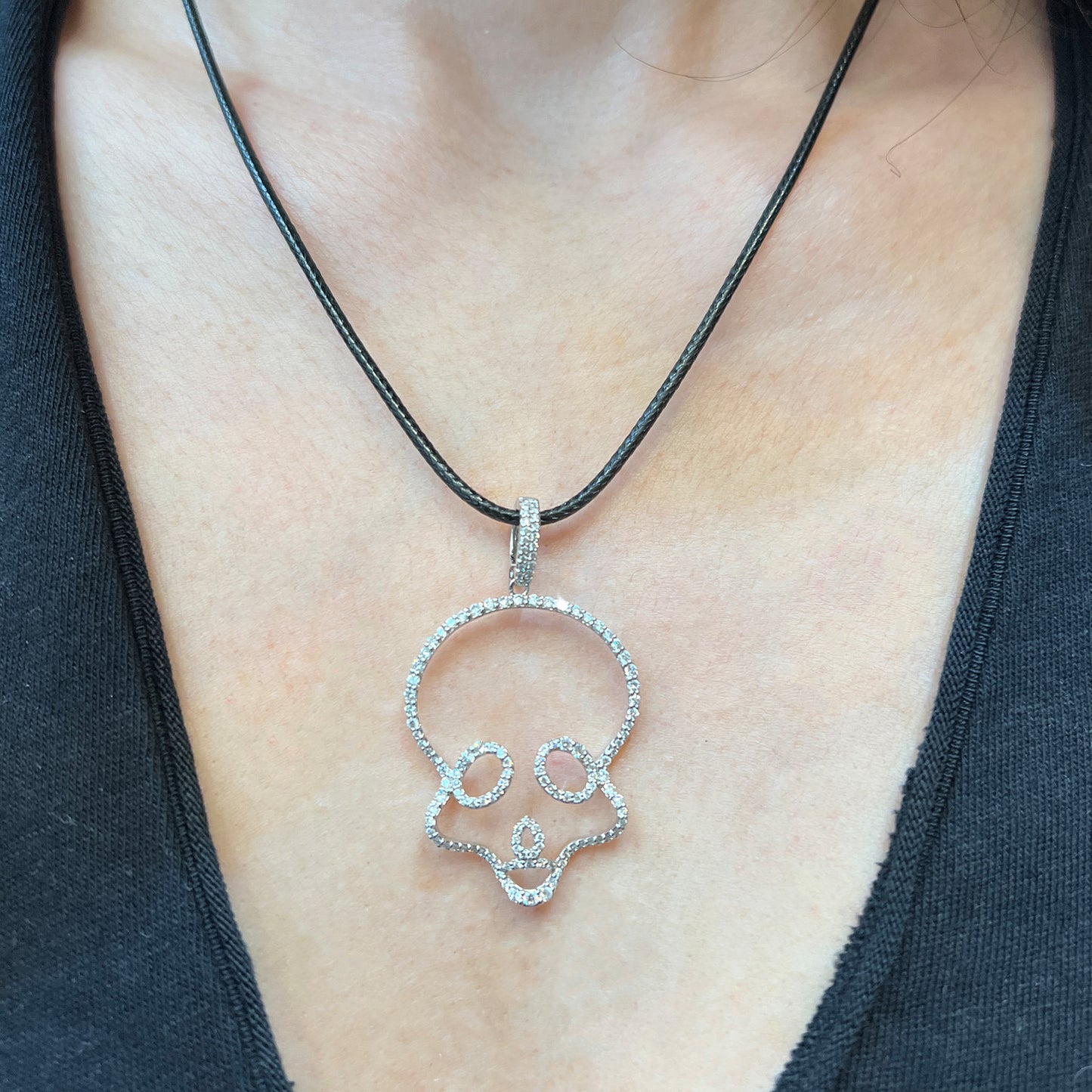 Adamas Diamond Skull Wire Pendant Necklace - view 3