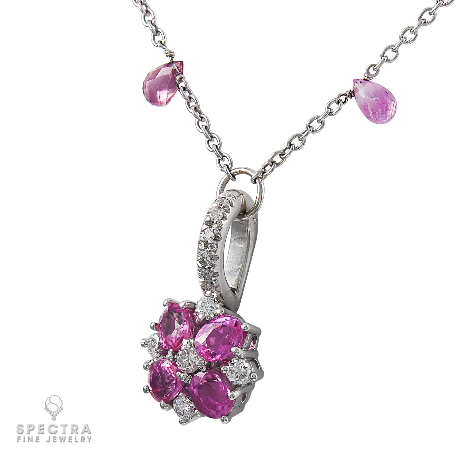 Adamas Jewelry: Pink Sapphire & Diamond Pendant Necklace - view 2