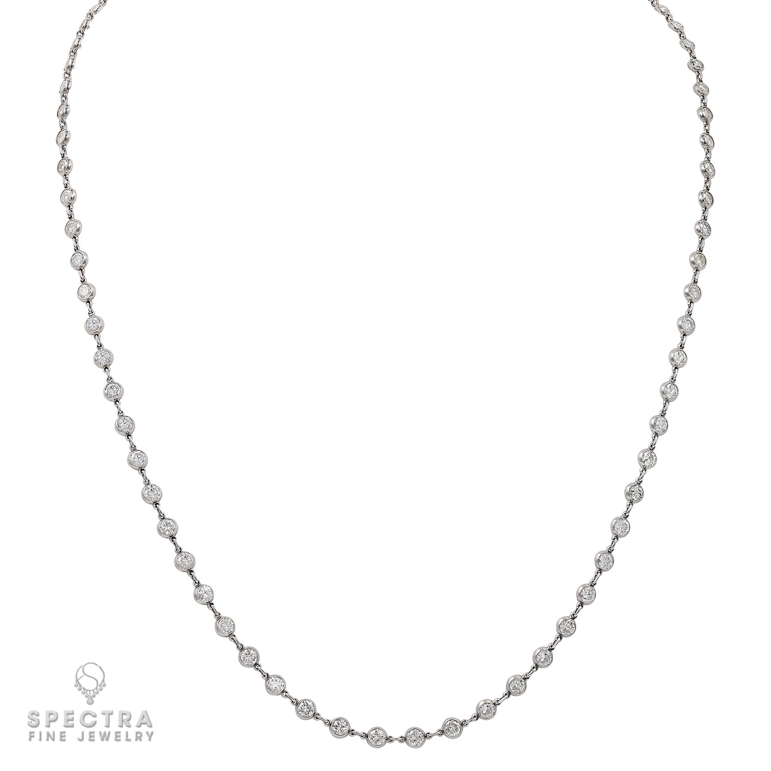 10.73ct Diamond by the Yard Necklace in 18kt White Gold - view 3