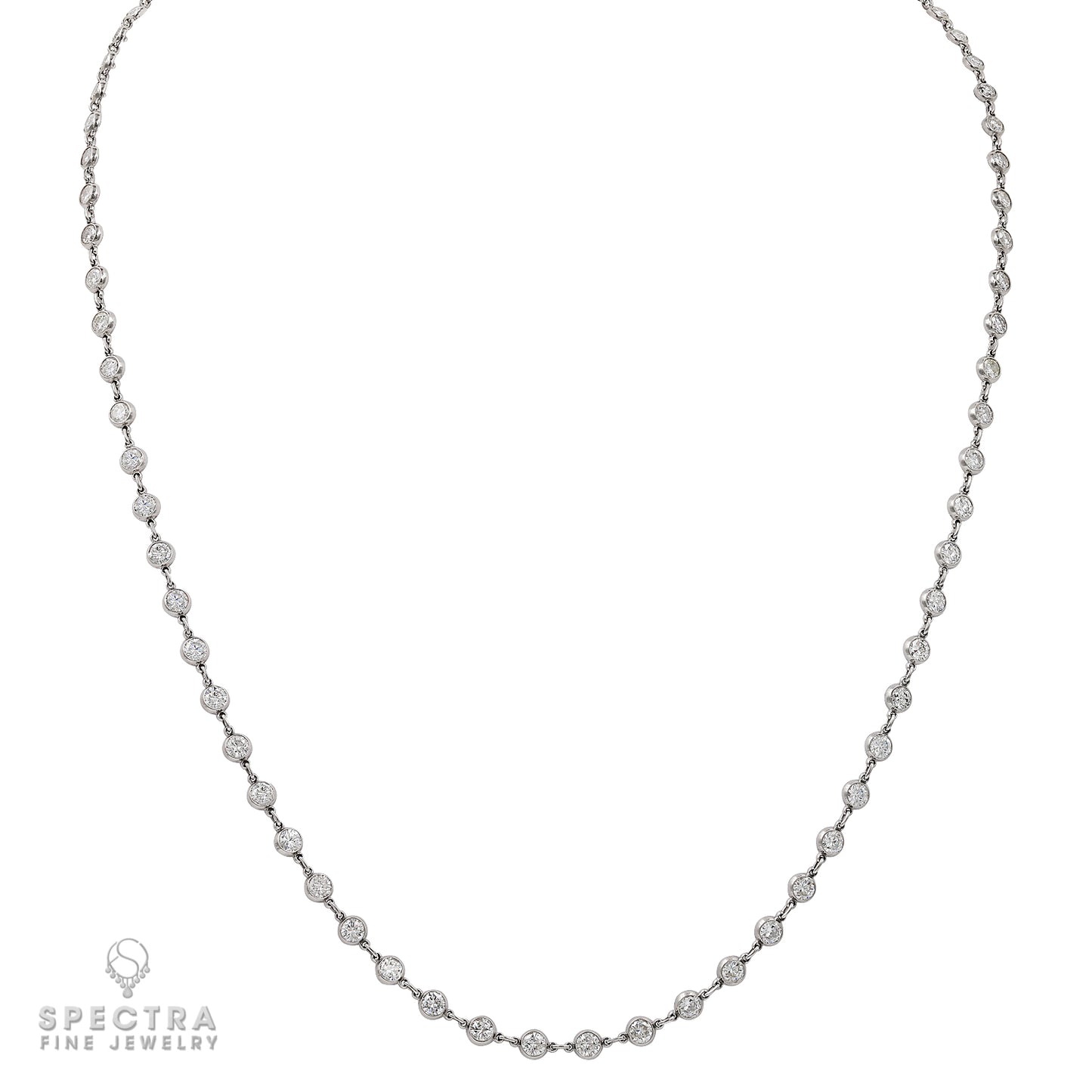10.73ct Diamond by the Yard Necklace in 18kt White Gold - view 2