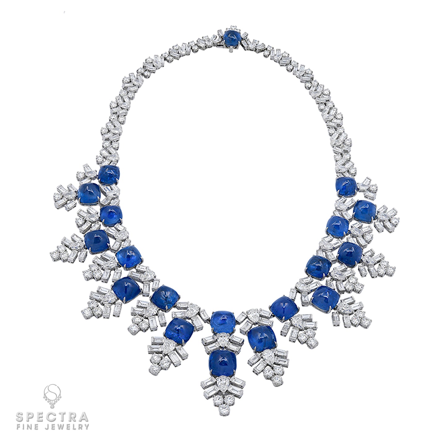 Harry Winston Jacques Timey Vintage Sapphire Diamond Bib Necklace - view 2