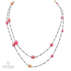 Conch Pearl Diamond Chain Necklace in 18kt White Gold by Spectra Fine Jewelry