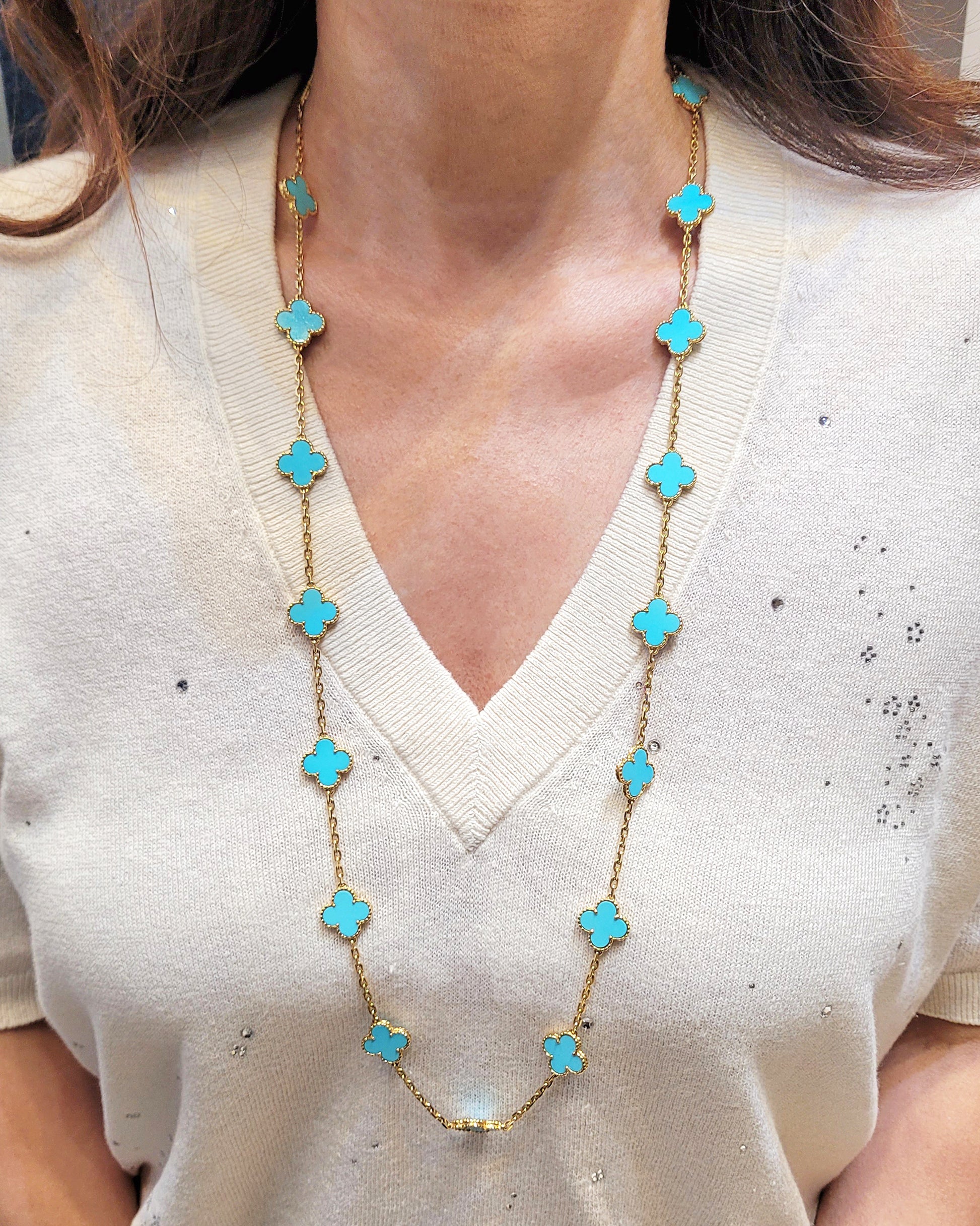 Vintage Van Cleef & Arpels Turquoise Alhambra Necklace