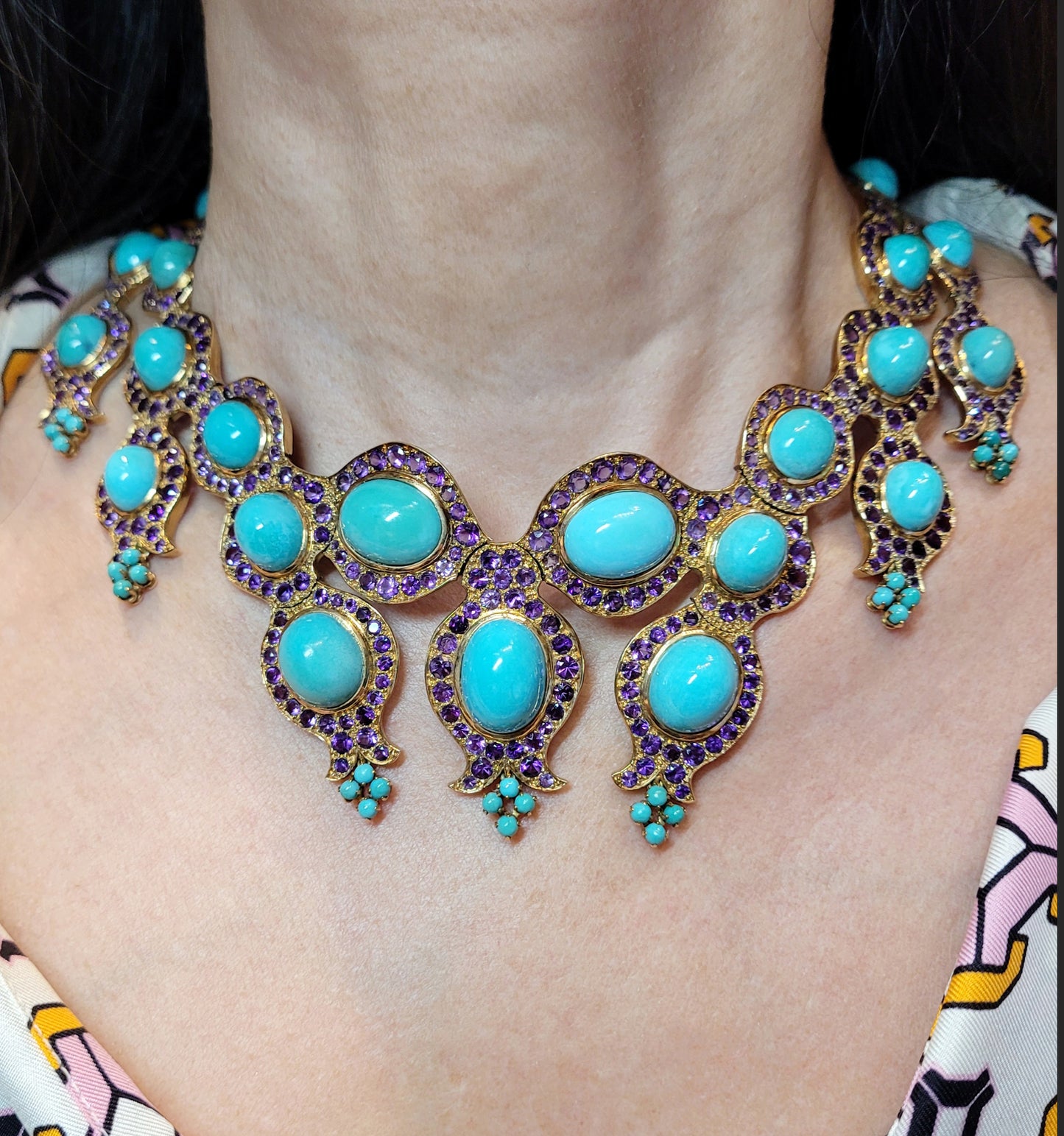 René Boivin 'Algues' Turquoise Amethyst Necklace, 1965 - view 4