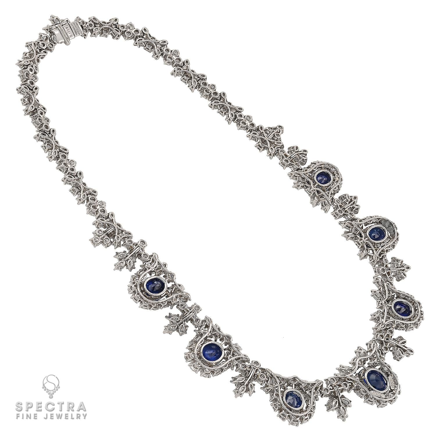 Harry Winston 32.63 cts. Ceylon Sapphire Diamond Platinum Necklace