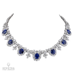 Harry Winston 32.63 cts. Ceylon Sapphire Diamond Platinum Necklace