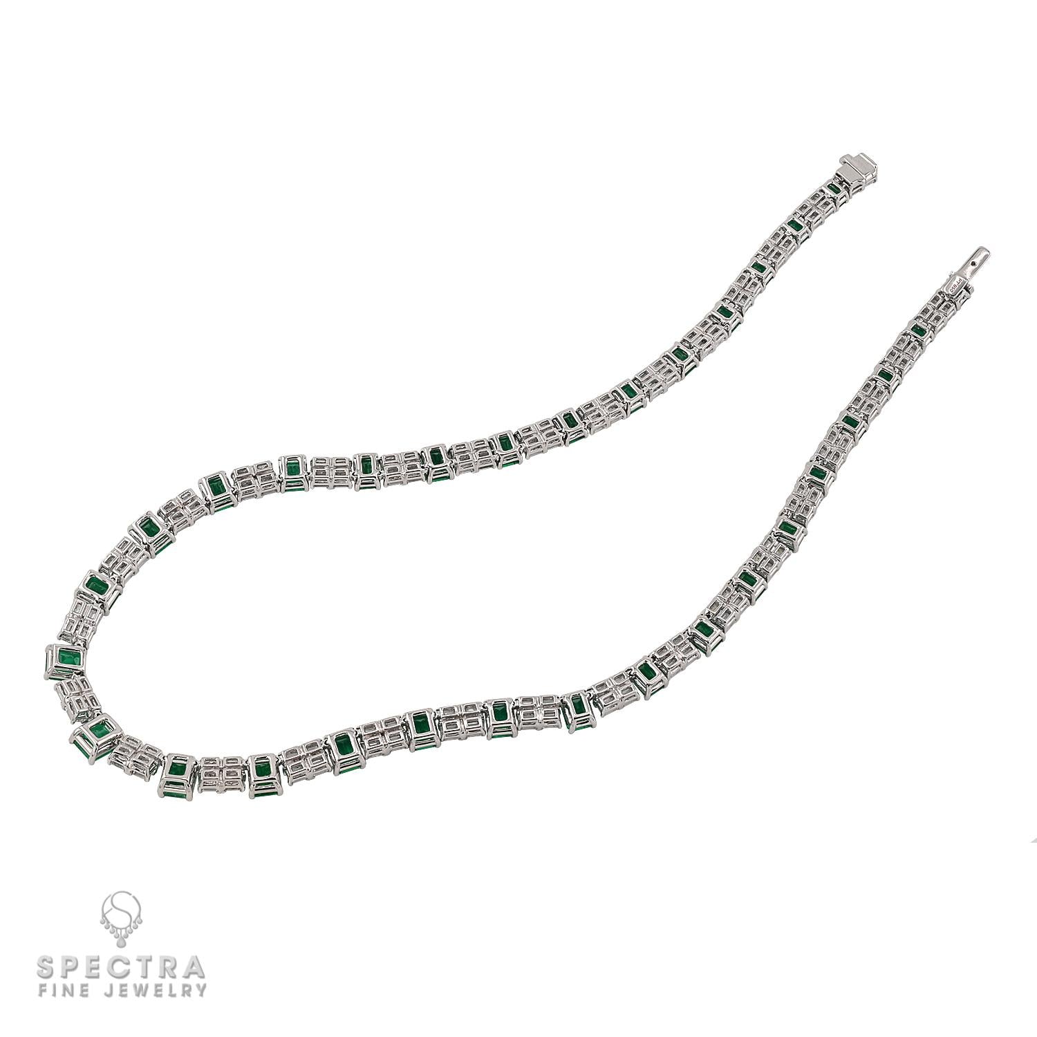 Spectra Fine Jewelry 16.52cts Colombian Emerald & Diamond Gold Necklace