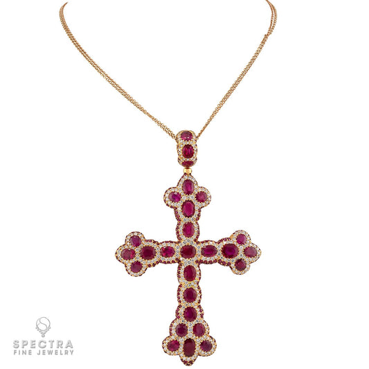 De Grisogono Ruby Diamond Cross Pendant Necklace.