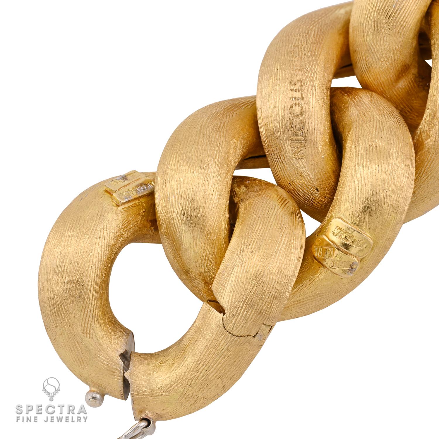 Nicolis Cola Diamond Brushed Gold Link Necklace