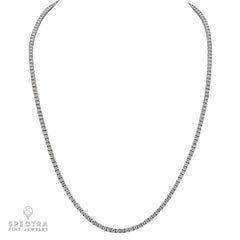 Diamond Tennis Necklace in 14K White Gold, 13.02 Carats