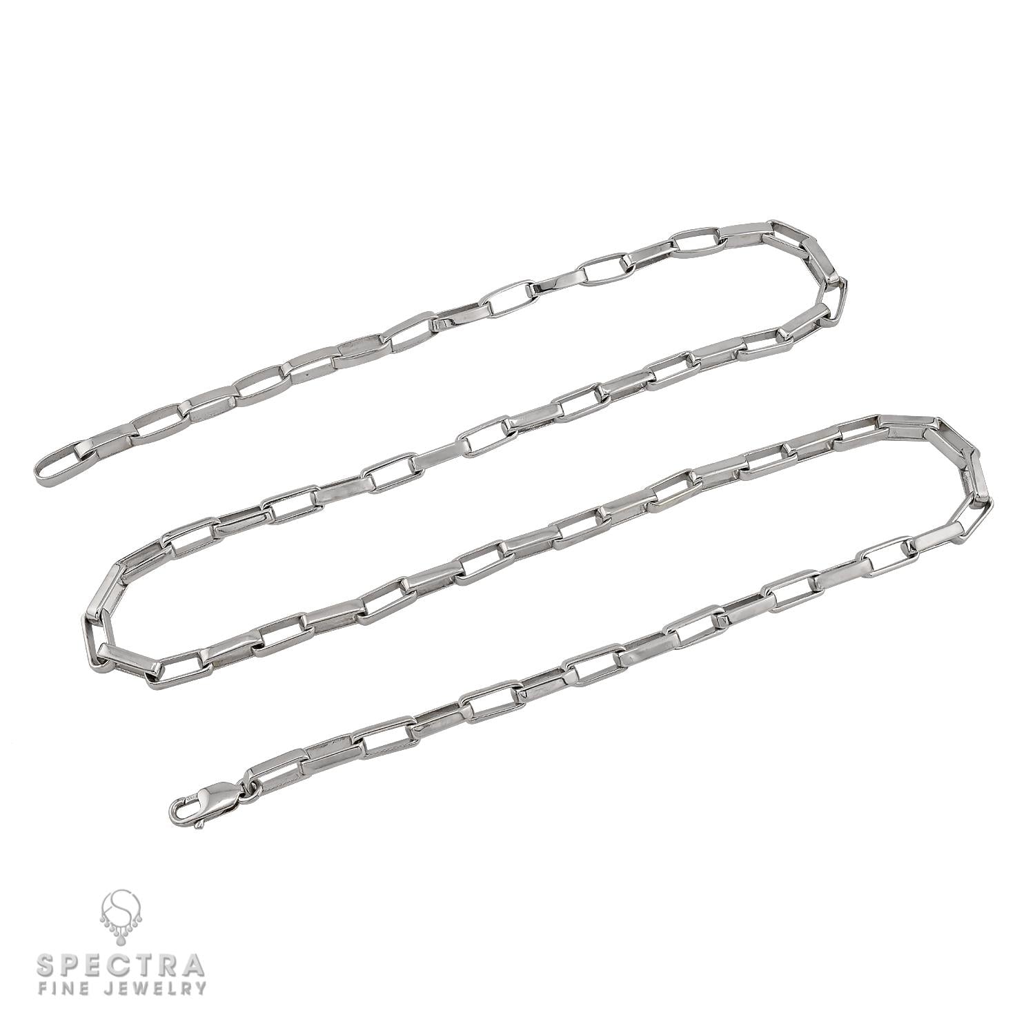 18K White Gold Paperclip Chain Necklace