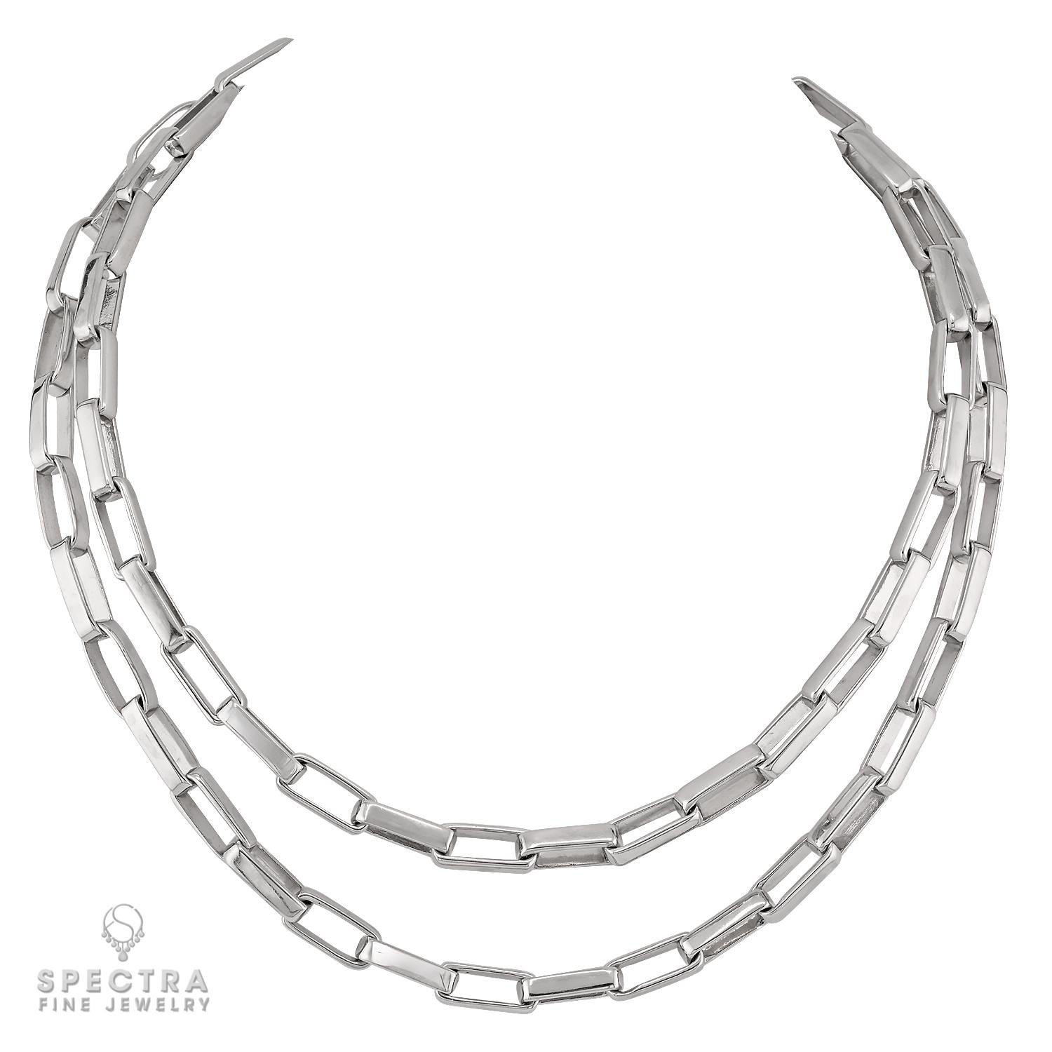 18K White Gold Paperclip Chain Necklace