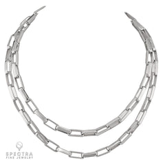 18K White Gold Paperclip Chain Necklace
