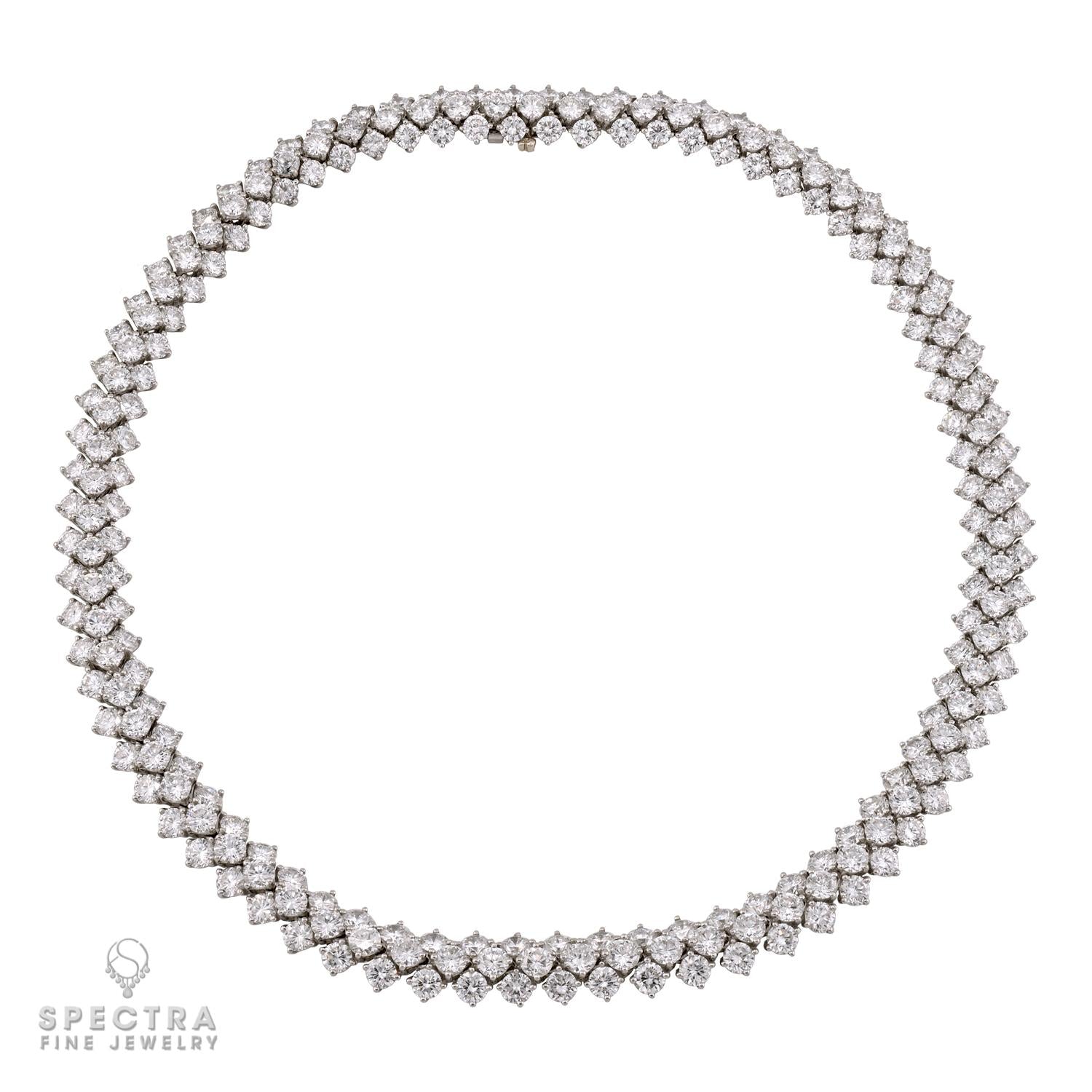 Harry Winston 44.50ct Round Diamond Platinum Necklace, Signed Jacques Timey