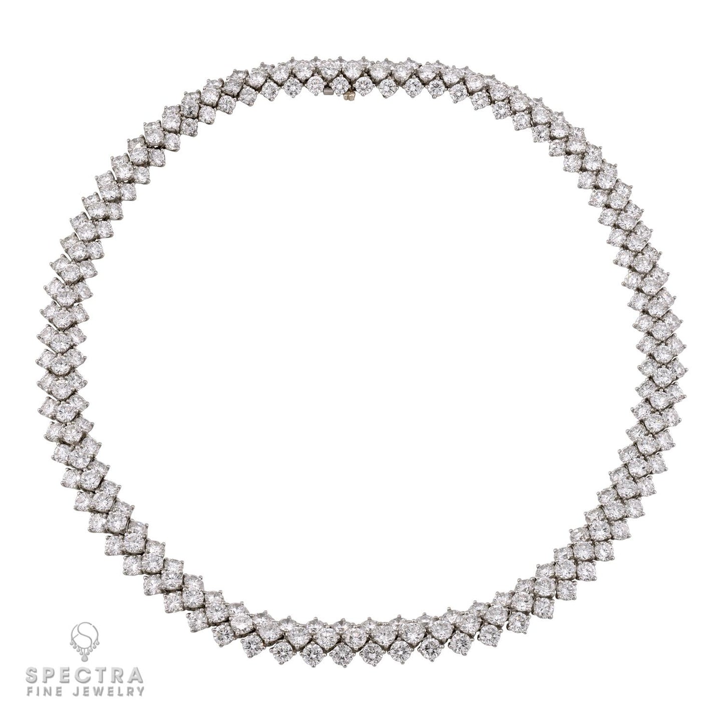 Harry Winston 44.50ct Round Diamond Platinum Necklace, Signed Jacques Timey