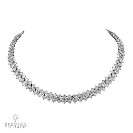 Harry Winston 44.50ct Round Diamond Platinum Necklace, Signed Jacques Timey