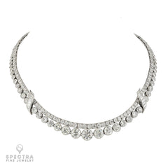 Van Cleef & Arpels Two-Row Diamond Riviera Necklace, 37.41 cts in Platinum