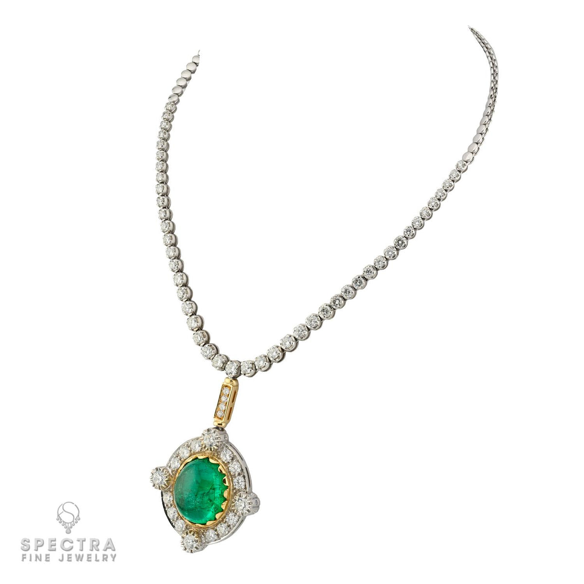 38ct Colombian Emerald Diamond Pendant Necklace Gubelin