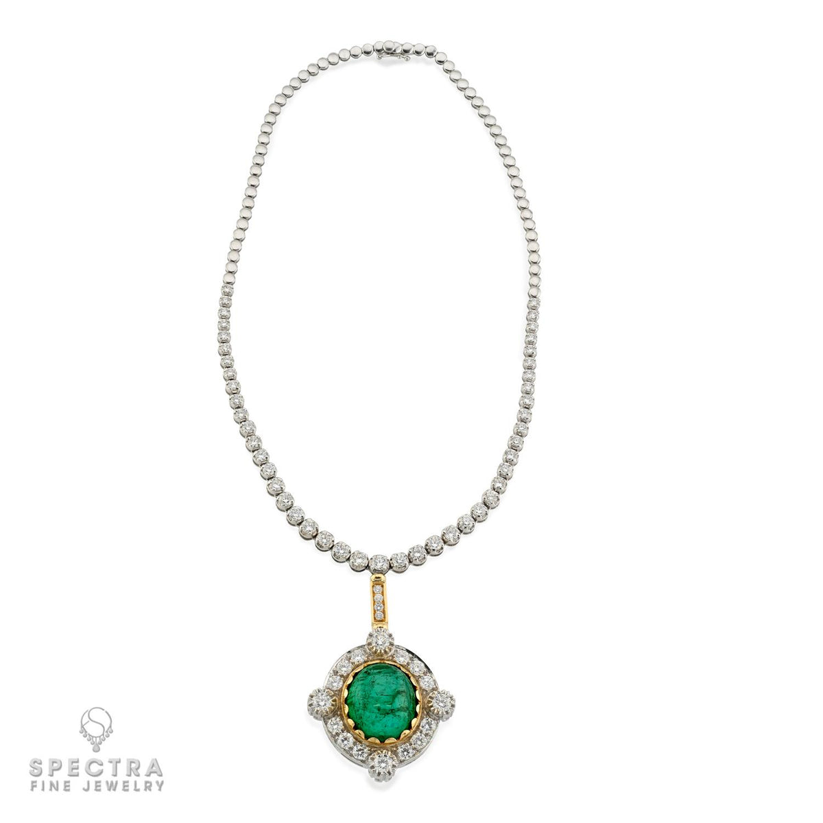 38ct Colombian Emerald Diamond Pendant Necklace Gubelin