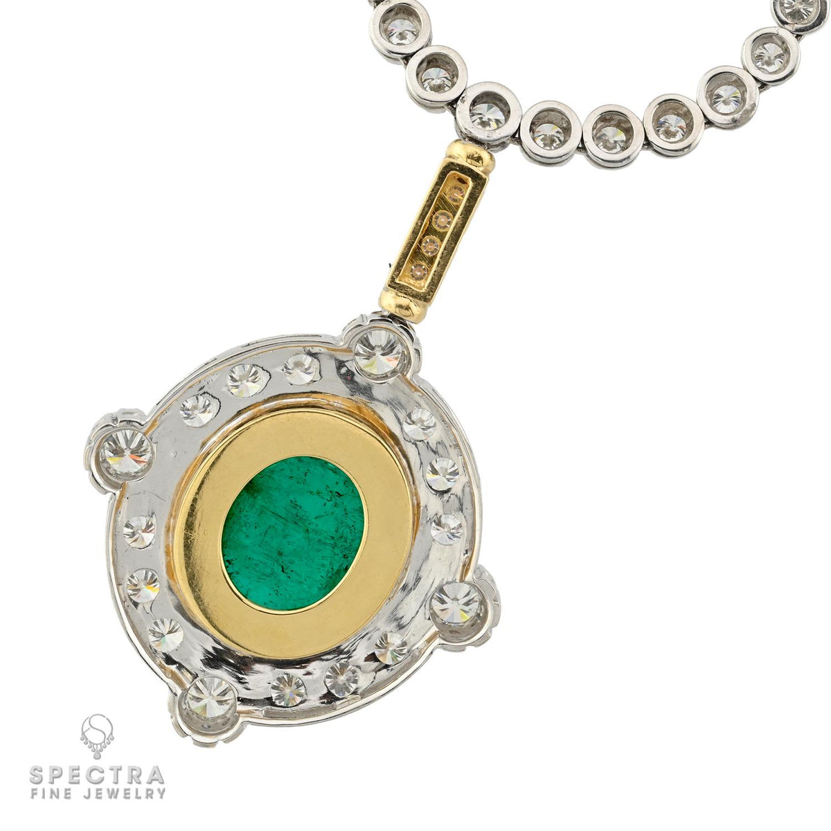 38ct Colombian Emerald Diamond Pendant Necklace Gubelin