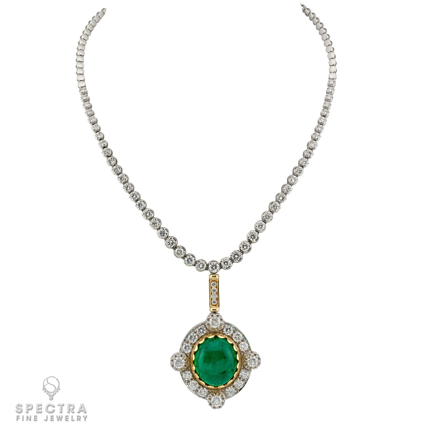 38ct Colombian Emerald Diamond Pendant Necklace Gubelin