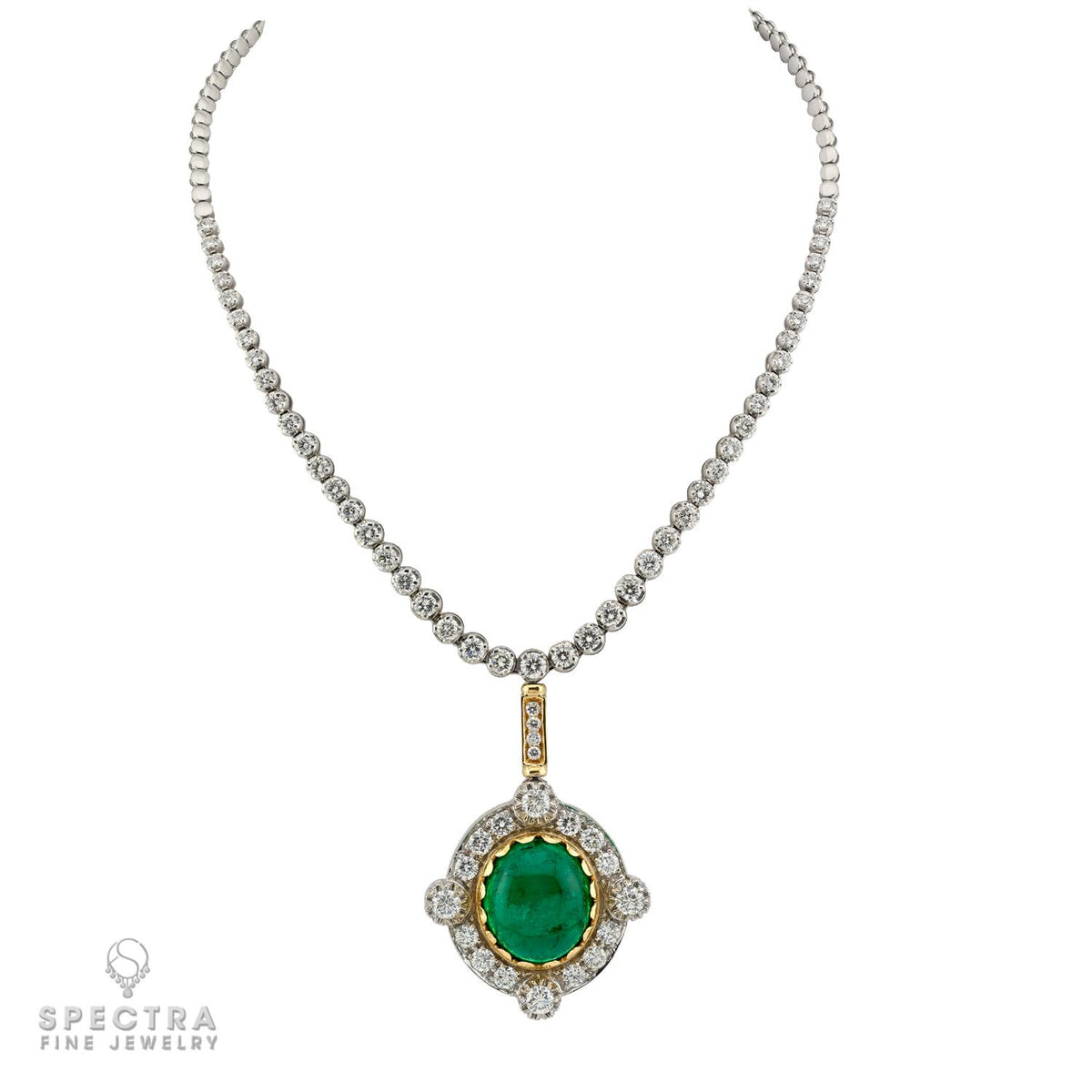 38ct Colombian Emerald Diamond Pendant Necklace Gubelin