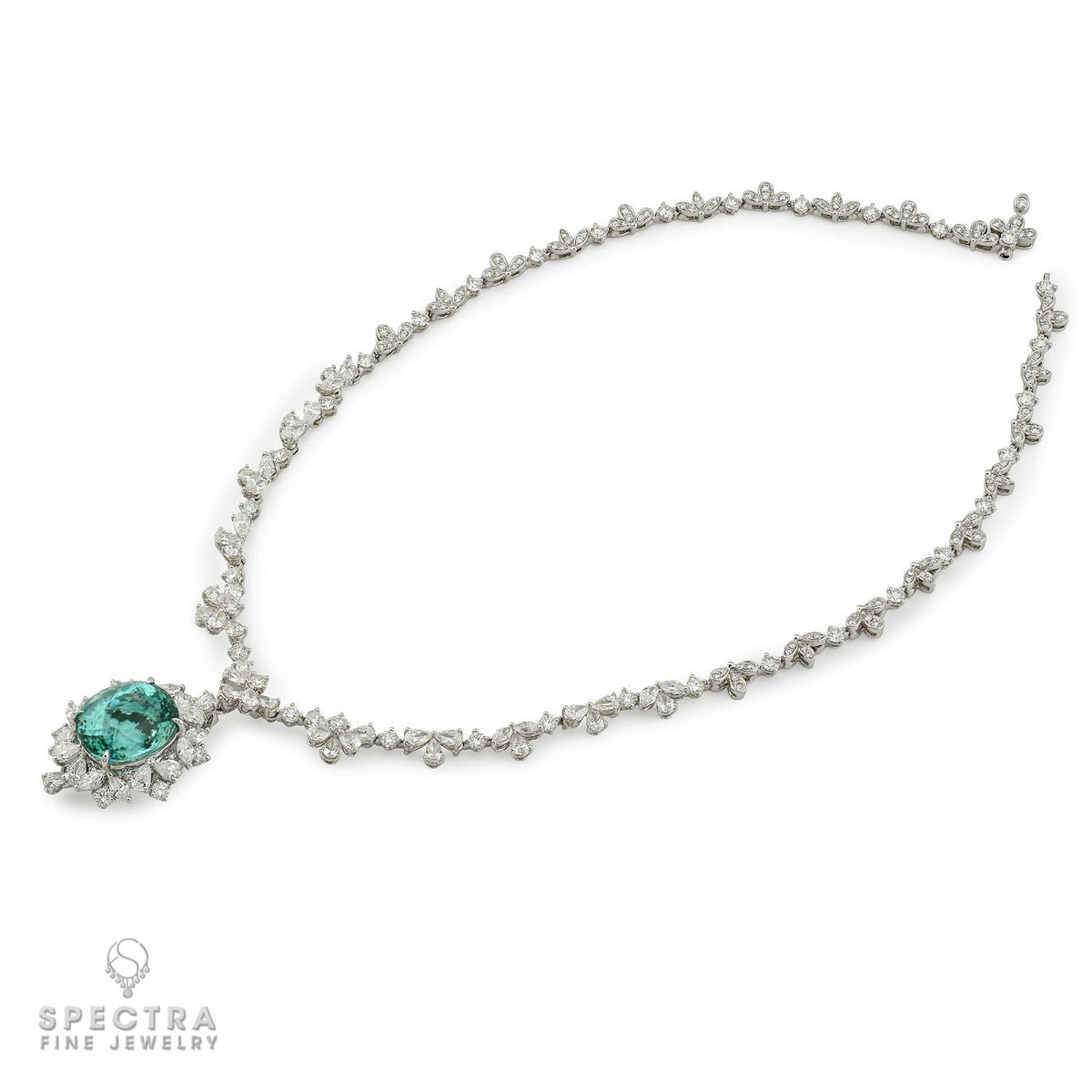 19.27ct Nigerian Paraiba Tourmaline Diamond Pendant Necklace