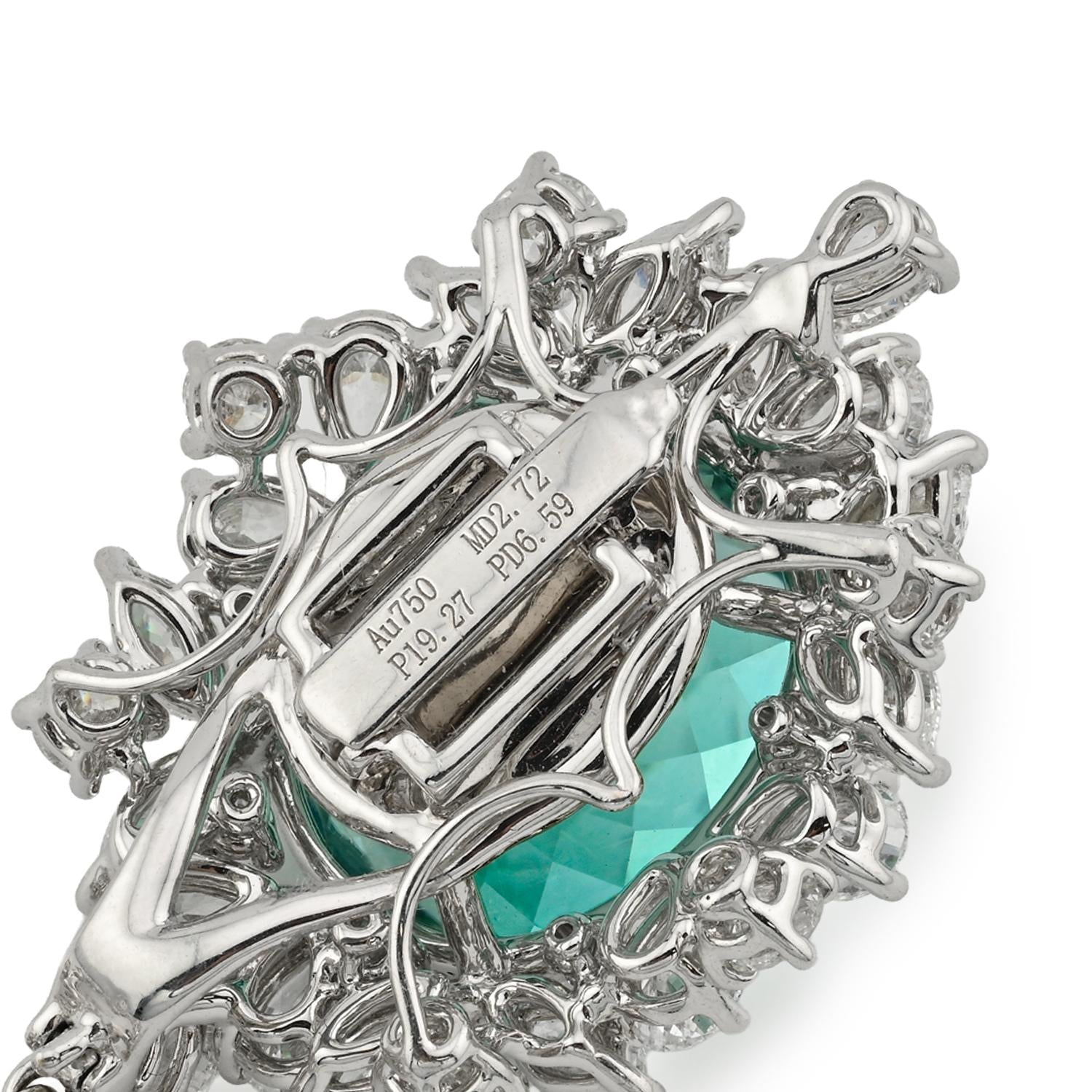 19.27ct Nigerian Paraiba Tourmaline Diamond Pendant Necklace