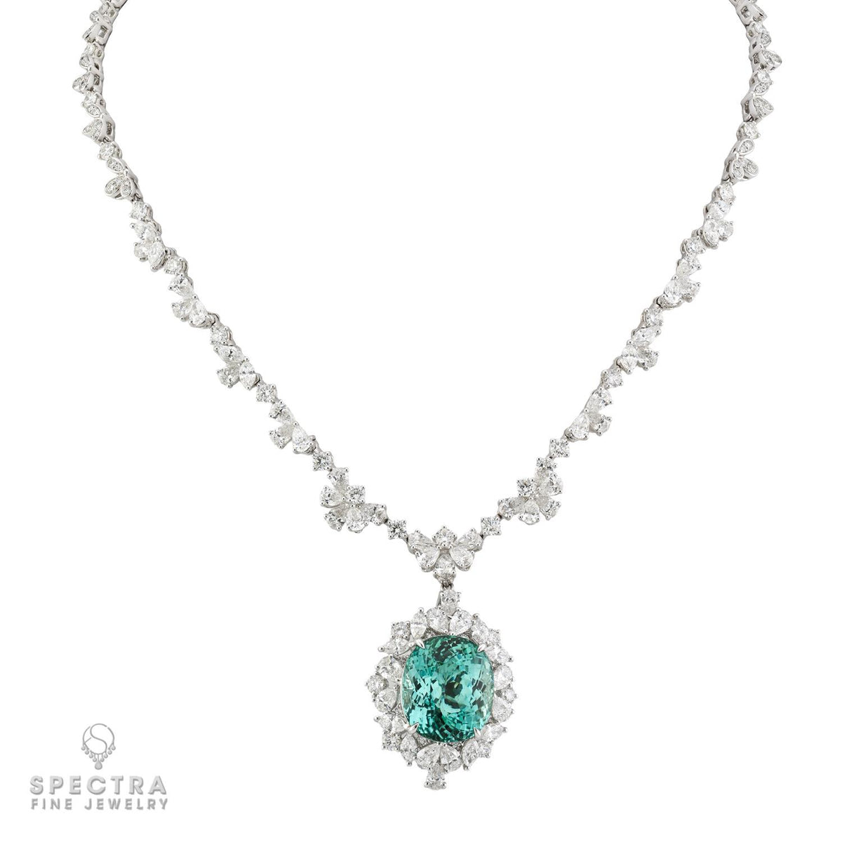 19.27ct Nigerian Paraiba Tourmaline Diamond Pendant Necklace