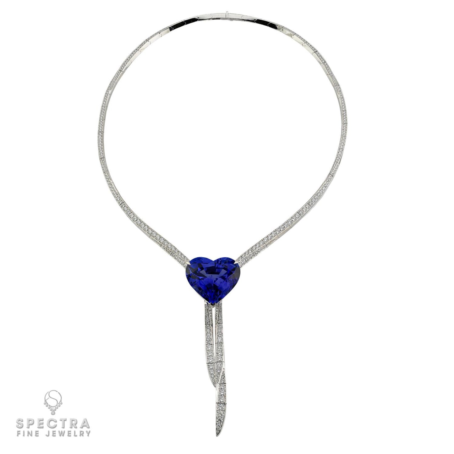 67.81ct Royal Blue Heart Shaped Ceylon Sapphire Necklace | Spectra