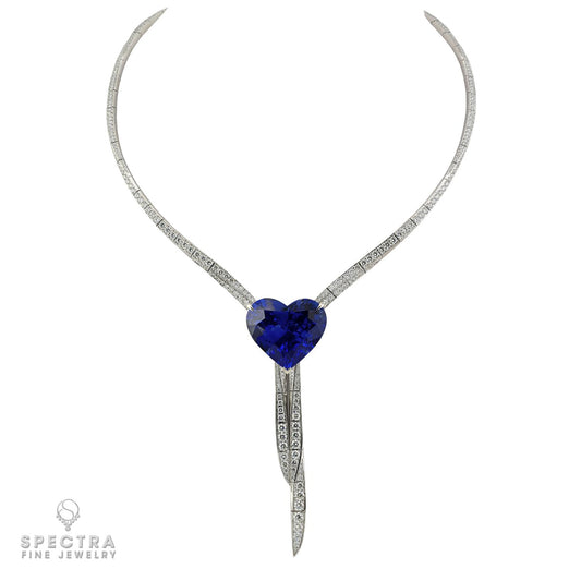 67.81ct Royal Blue Heart Shaped Ceylon Sapphire Necklace | Spectra