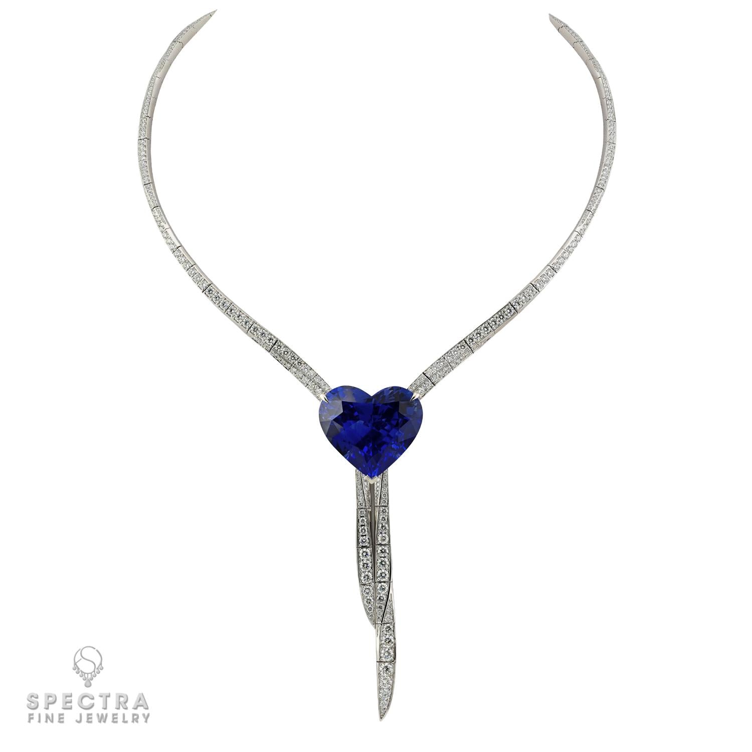 67.81ct Royal Blue Heart Shaped Ceylon Sapphire Necklace | Spectra