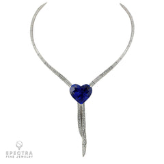 67.81ct Royal Blue Heart Shaped Ceylon Sapphire Necklace | Spectra