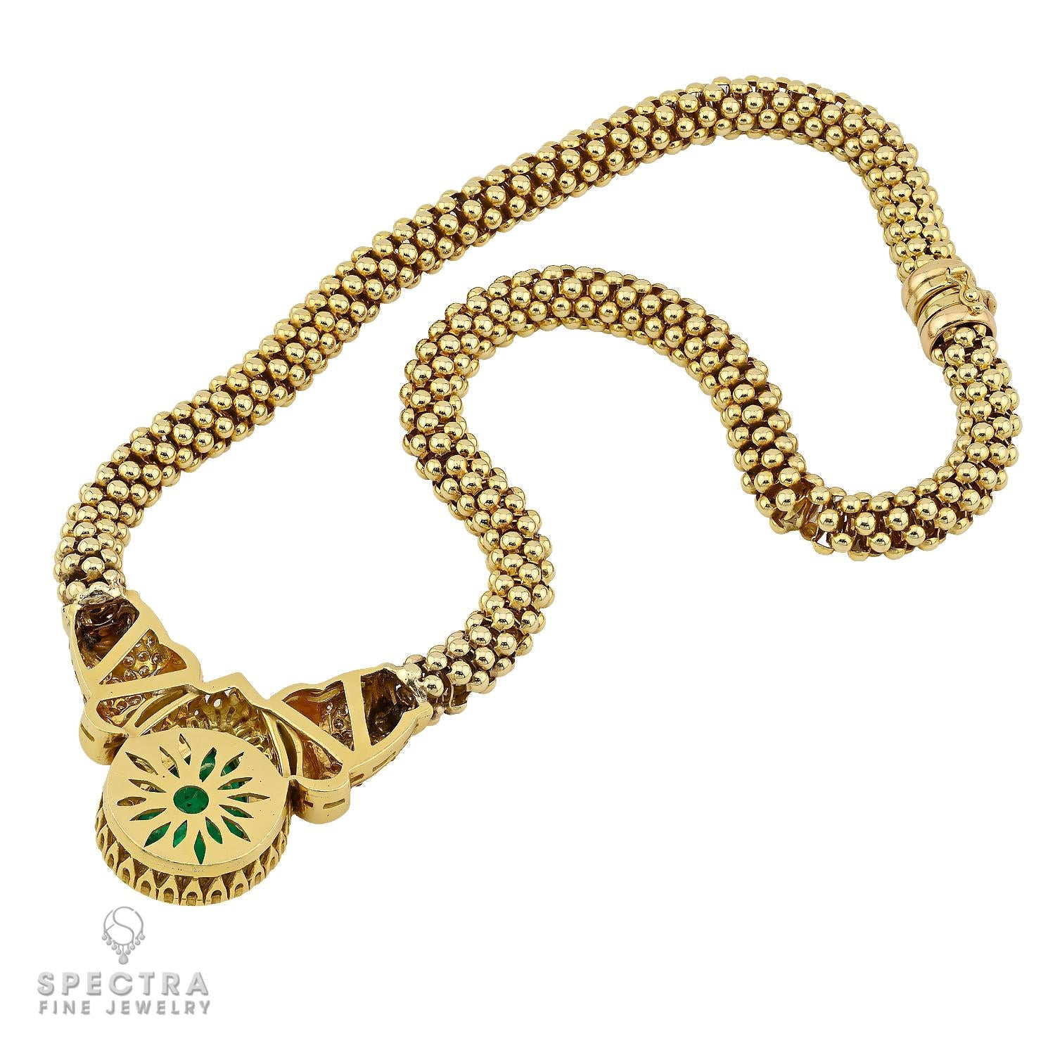 21.90 Carat Colombian Emerald and Diamond Gold Necklace