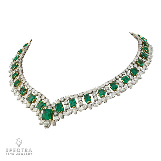 Colombian Emerald and Diamond Collar Necklace, Circa 1975