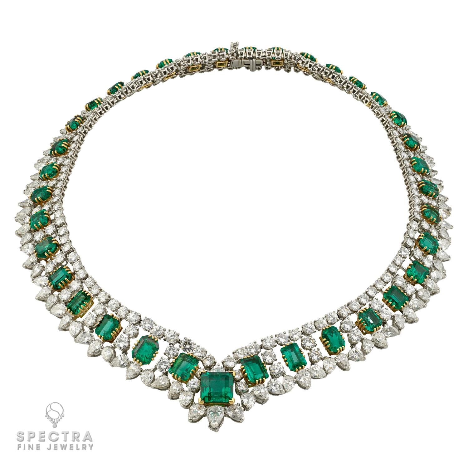 Colombian Emerald and Diamond Collar Necklace, Circa 1975