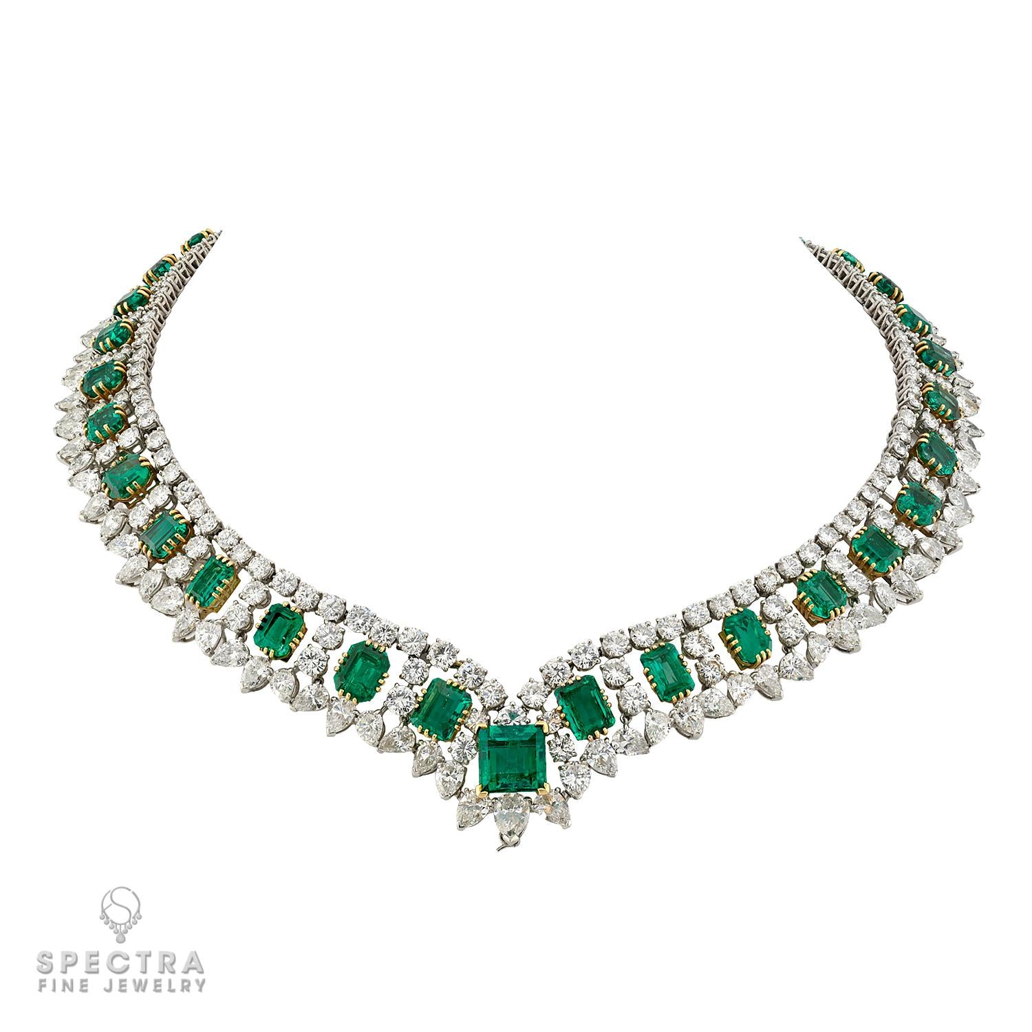 Colombian Emerald and Diamond Collar Necklace, Circa 1975