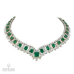 Colombian Emerald and Diamond Collar Necklace, Circa 1975
