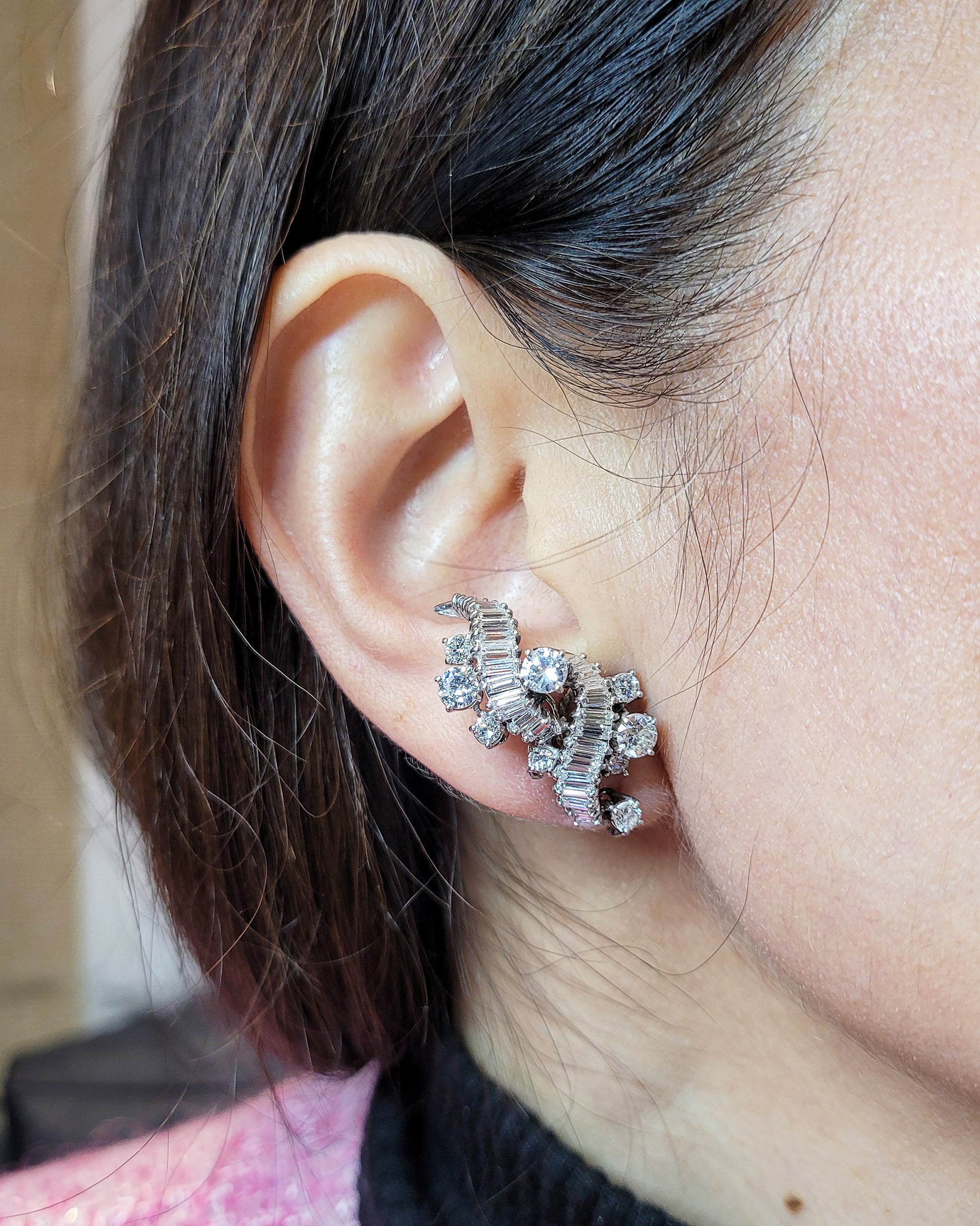 Vourakis Vintage Diamond Pearl Drop Earrings